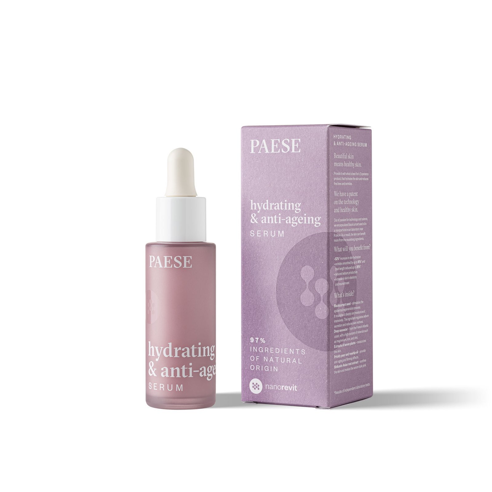 PAESE drėkinantis ir senėjimo požymius stabdantis serumas, 30 ml
