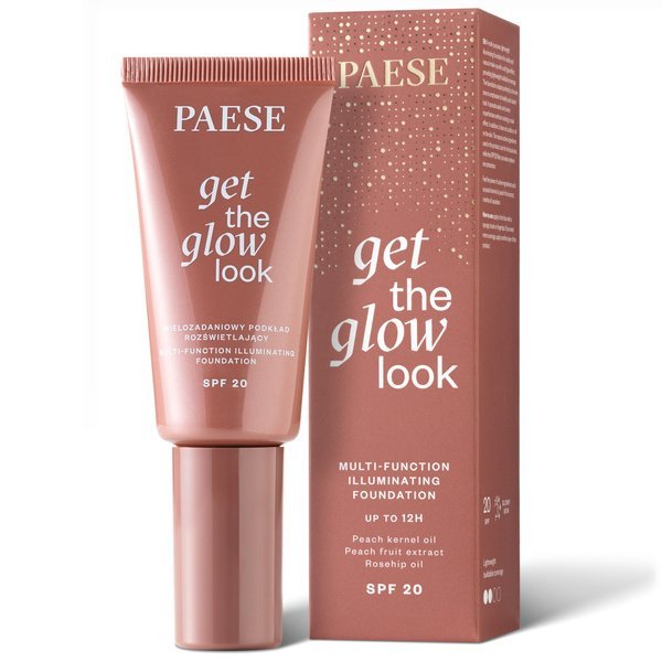 PAESE GET THE GLOW LOOK (3N WARM BEIGE) daugiafunkcinis švytėjimą suteikiantis makiažo pagrindas, 30ml