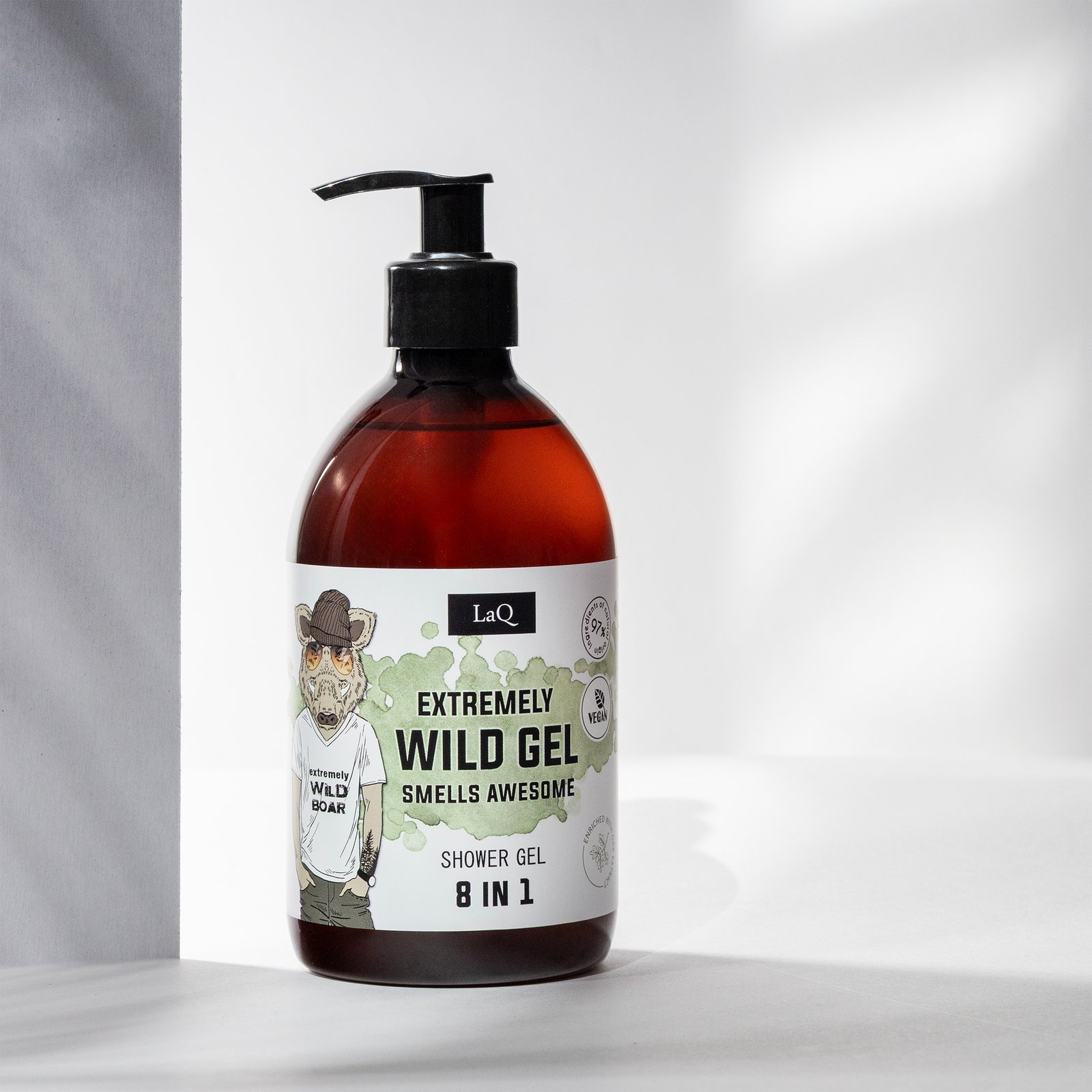 Laq Dušo gelis 8in1 EXTREMELY WILD – Laukinė laisvė, stiprus charakteris, 500ml