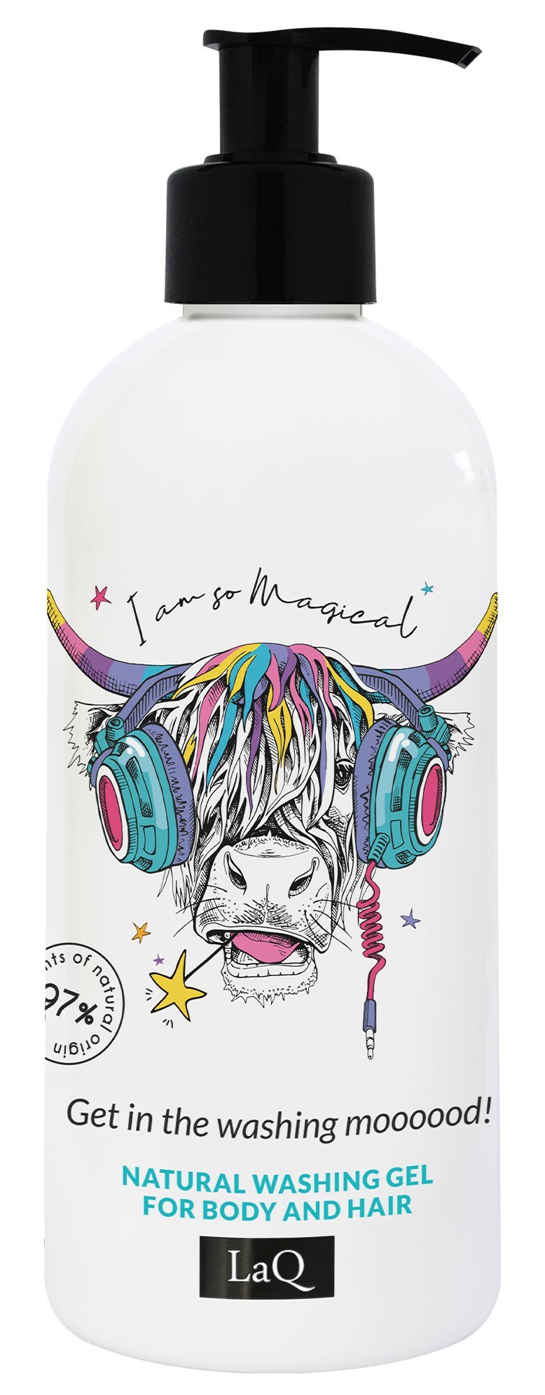 LaQ 2in1 Dušo gelis ir šampūnas COW – Mūū garsiai, kvepia saldžiai, 300ml