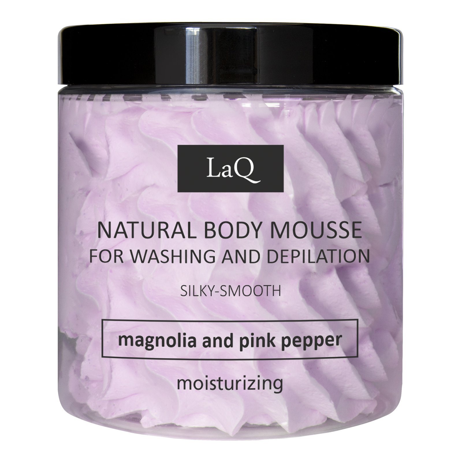 LaQ Kūno prausimosi ir depiliacijos putos MAGNOLIA & PINK PEPPER – Šilkinė oda be pastangų, 100g