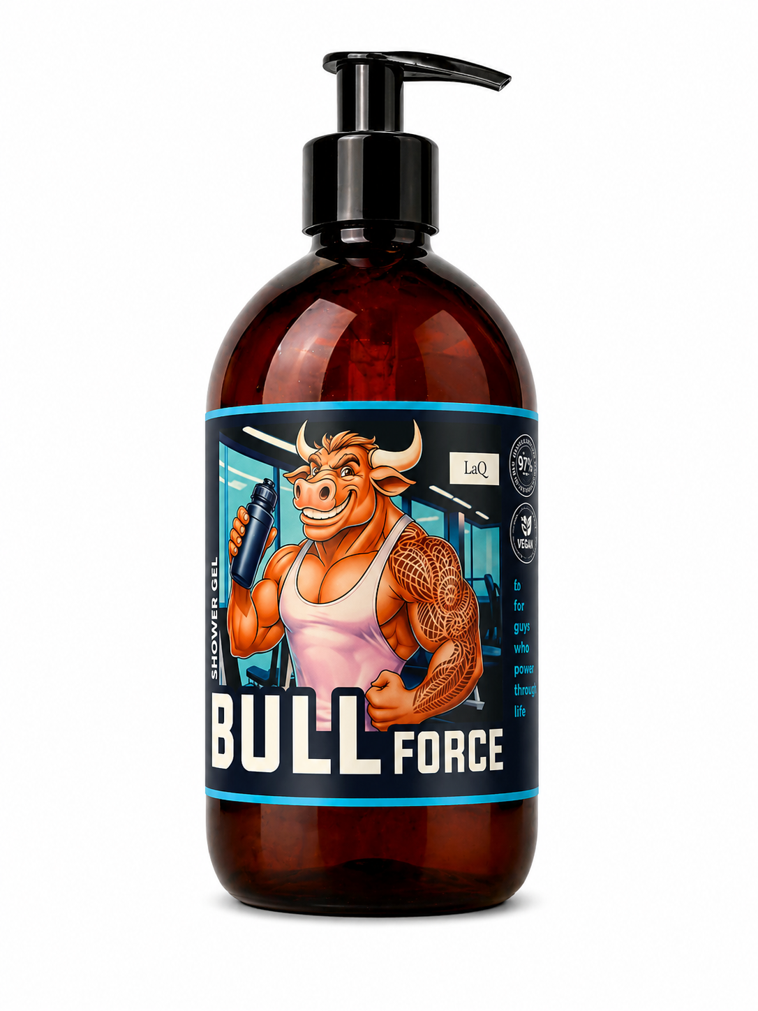 LaQ Dušo gelis BULL FORCE 8in1 – Jėga, kurią jauti iš karto, 500ml