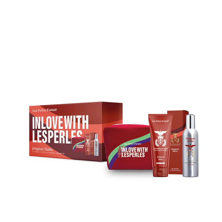 LES PERLES D’ORIENT kvepalų rinkinys moterims ORIGINAL NOTIC EDP 150 ml + dušo gelis 100 ml + kosmetinė