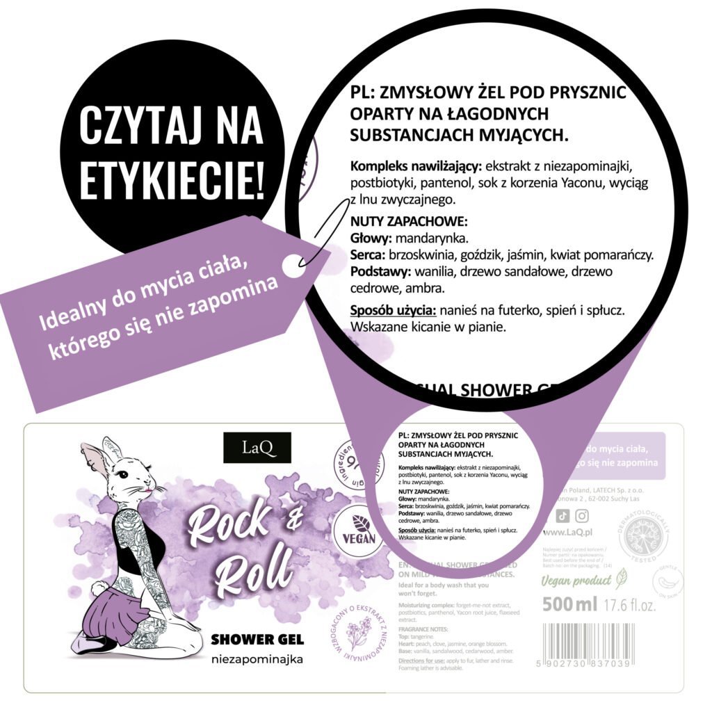 Laq Dušo gelis ROCK & ROLL – Švelni išvaizda, roko širdis, 500ml