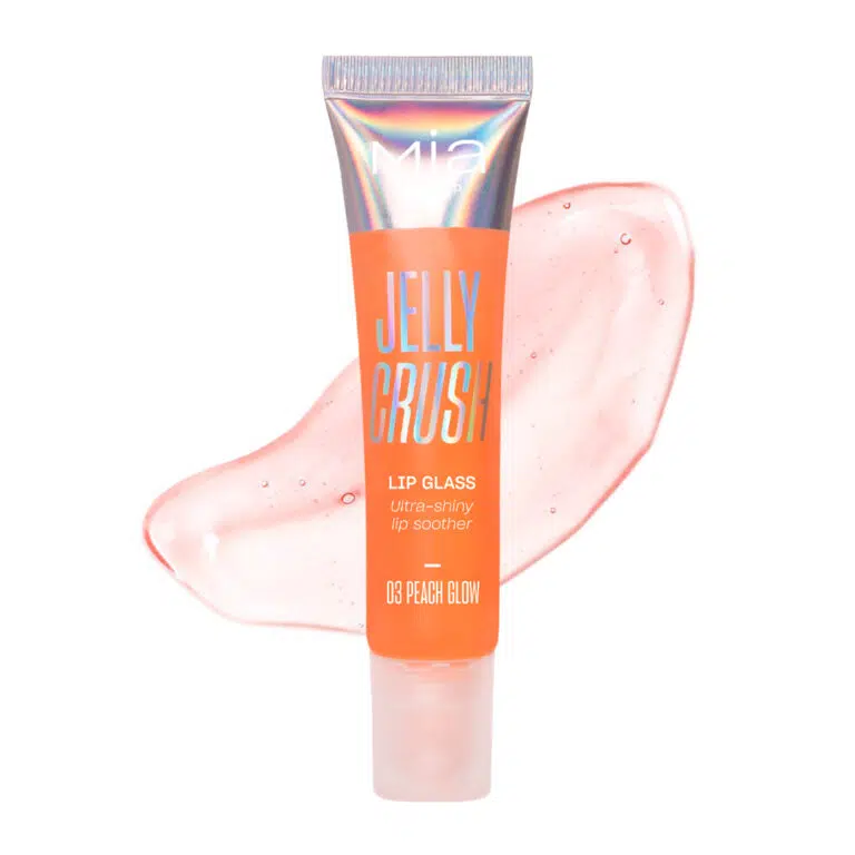 MIA MAKEUP ELLY CRUSH LIP GLASS 03 PEACH GLOW lūpų blizgis, 14 ml