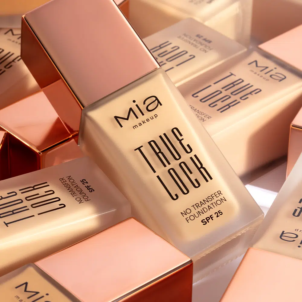 MIA MAKEUP ilgai išliekantis makiažo pagdas su SPF25 TRUE LOCK NO TRANSFER FOUNDATION 02 CHANTILLY, 35 ml