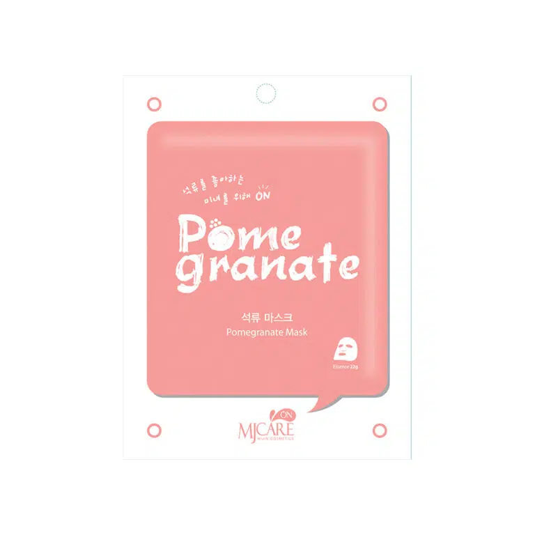 MJCARE ON POMEGRANATE MASK švytėjimo suteikianti lakštinė veido kaukė su granatų ekstaktu, 22g