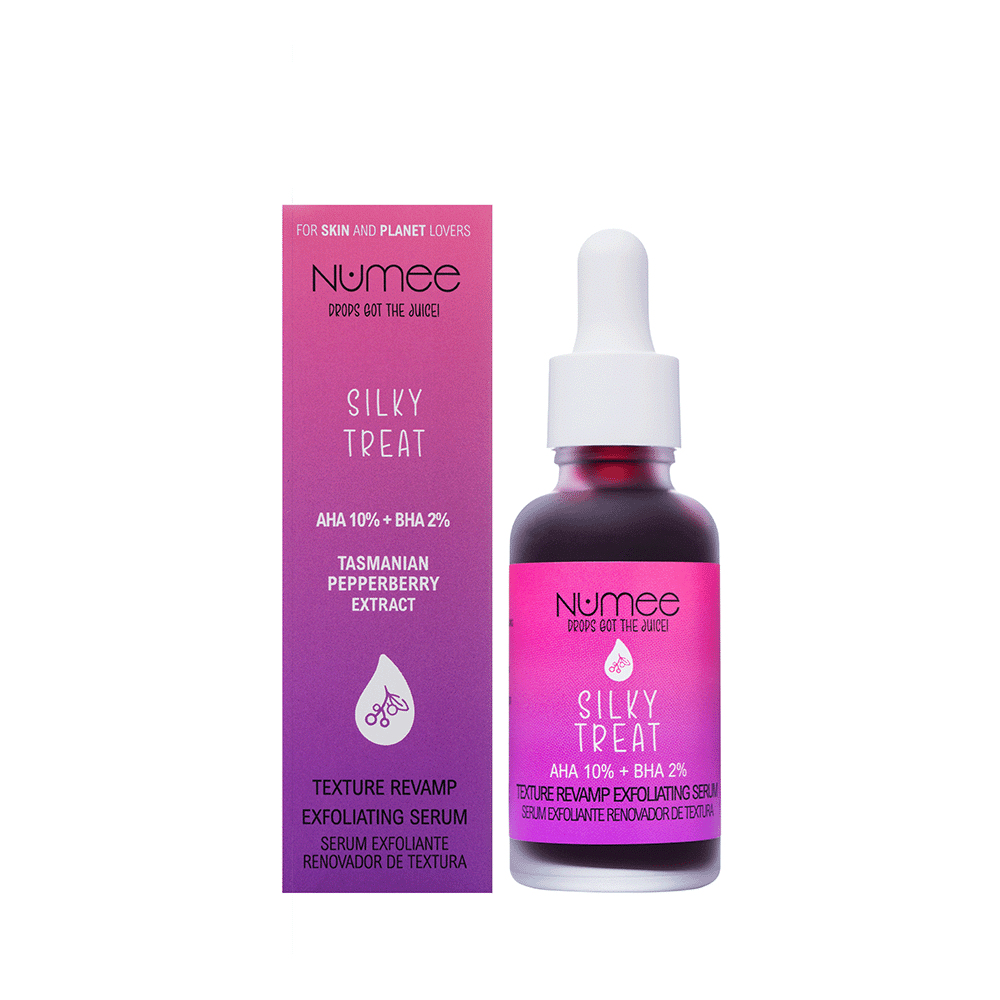 NUMEE DOB Juiced SILKY TREAT TEXTURE REVAMP EXFOLIATING SERUM šveičiamasis atnaujinamasis serumas, 30 ml