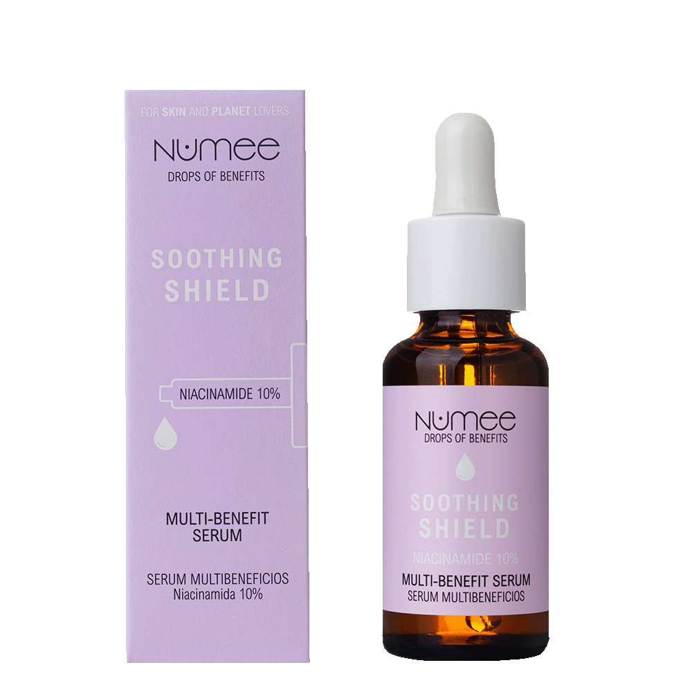 NUMEE DROPS OF BENEFITS SOOTHING SHIELD daugiafunkcinis serumas – niacinamidas, 30 ml