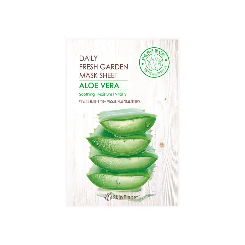 SKIN PLANET DAILY FRESH GARDEN MASK SHEET ALOE VERA drėkinanti lakštinė veido kaukė su alijošiumi, 25g