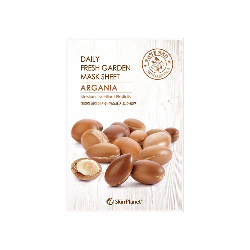 SKIN PLANET DAILY FRESH GARDEN MASK SHEET ARGANIA drėkinanti lakštinė veido kaukė su argano ekstraktu, 25g