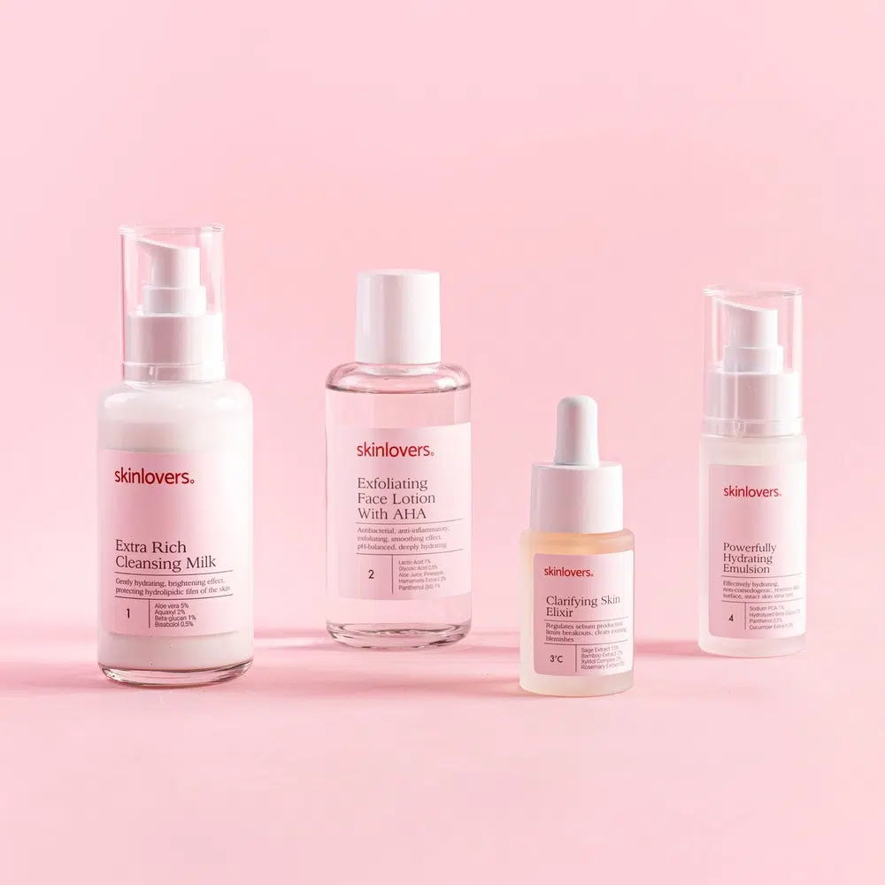 SKINLOVERS 4 žingsnių veido priežiūros rinkinys odai su bėrimais ir inkštirais