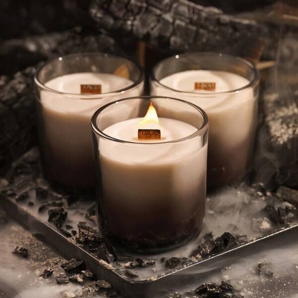 TAGU CANDLEPLACE traškanti ir kvepianti tikru laužu žvakė, 3vnt
