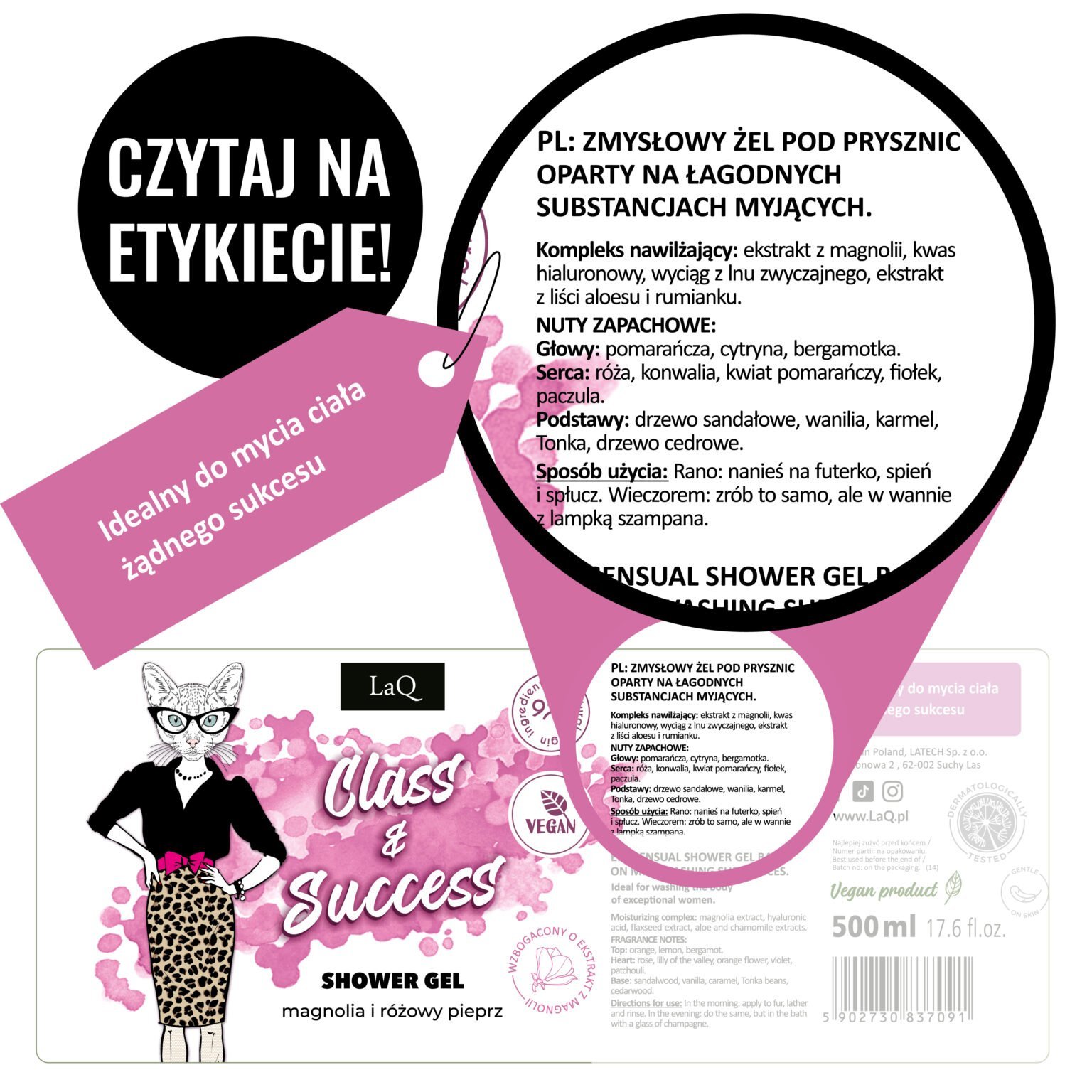 Laq Dušo gelis MAGNOLIA – Klasė ir sėkmė viename, 500ml